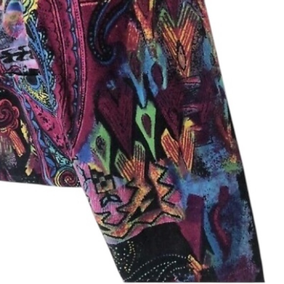 Chico's Jacket Womens Red Paisley Open Front Long Sleeve Blazer Ladies Size 2/M - Picture 4 of 8